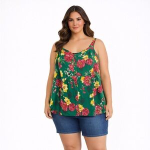 Torrid Green Floral Tank Top